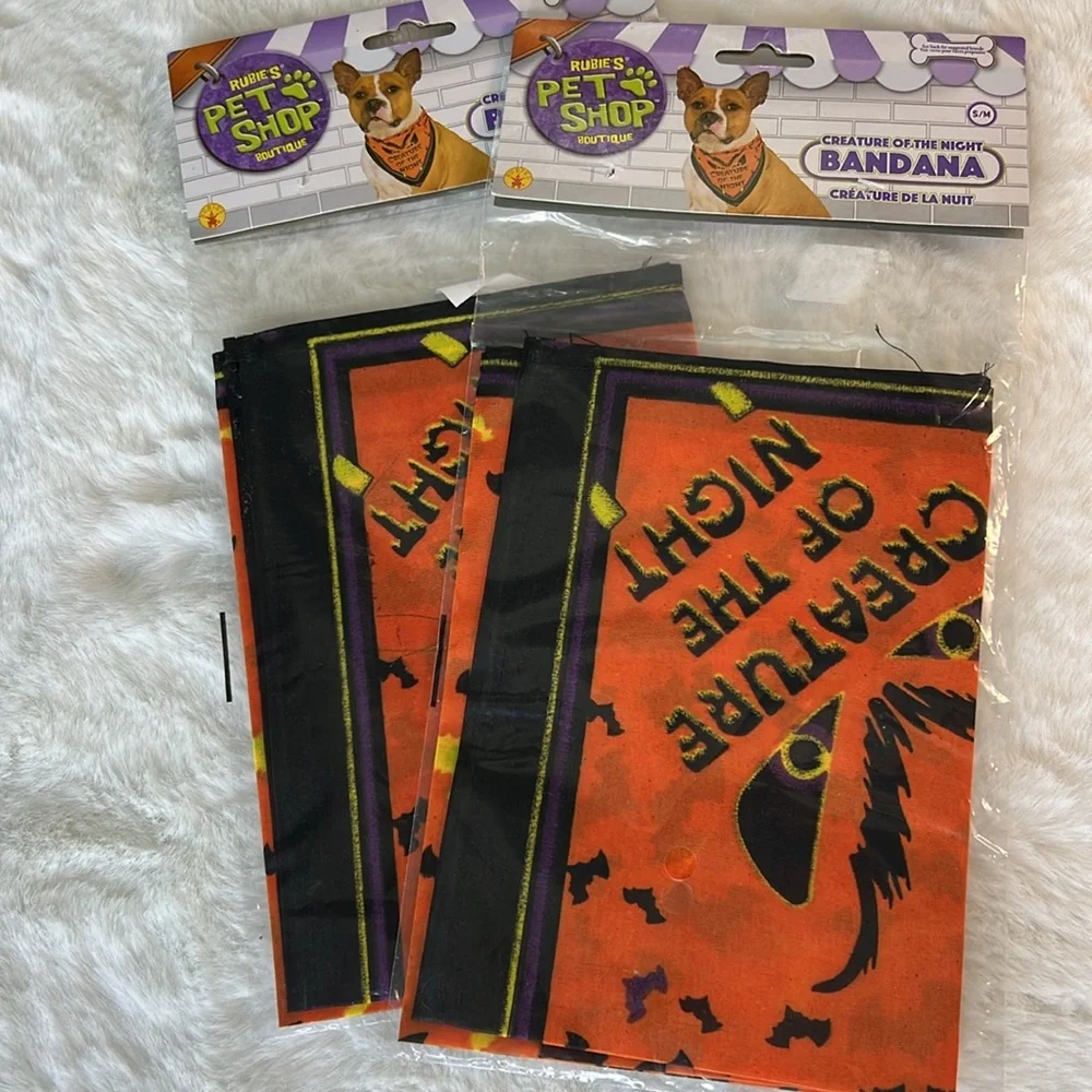 DOG Bandanas Halloween NeckTies NEW LOT of 3 Black‎ Orange 2 size SM 1 size M/L